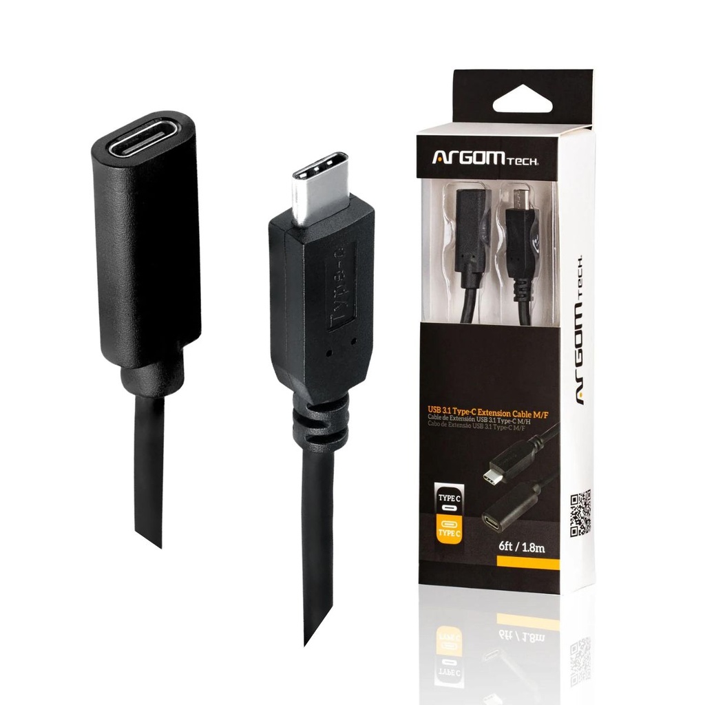 ARGOM TECH - CABLE USB C MACHO A TIPO C HEMBRA - ARGCB0064A00468