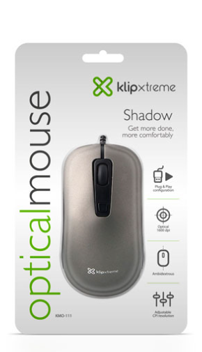 [KMO-111] KLIP XTREME - MOUSE OPTICO SHADOW USB 1600 DPI - KMO 111