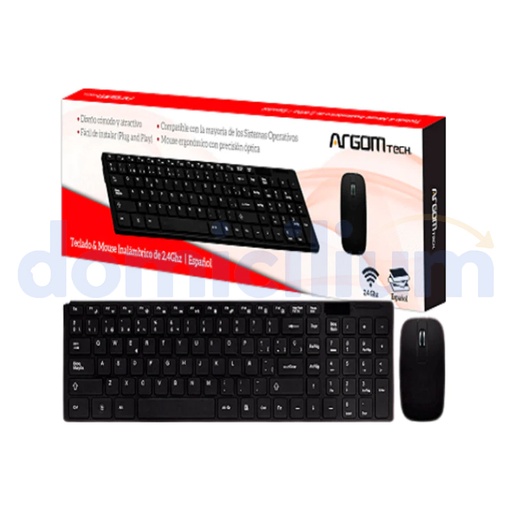 [ARGKB7436A] ARGOM TECH - COMBO TECLADO Y MOUSE INALAMBRICO 2.4GHZ ESPAÑOL - ARGKB7436A